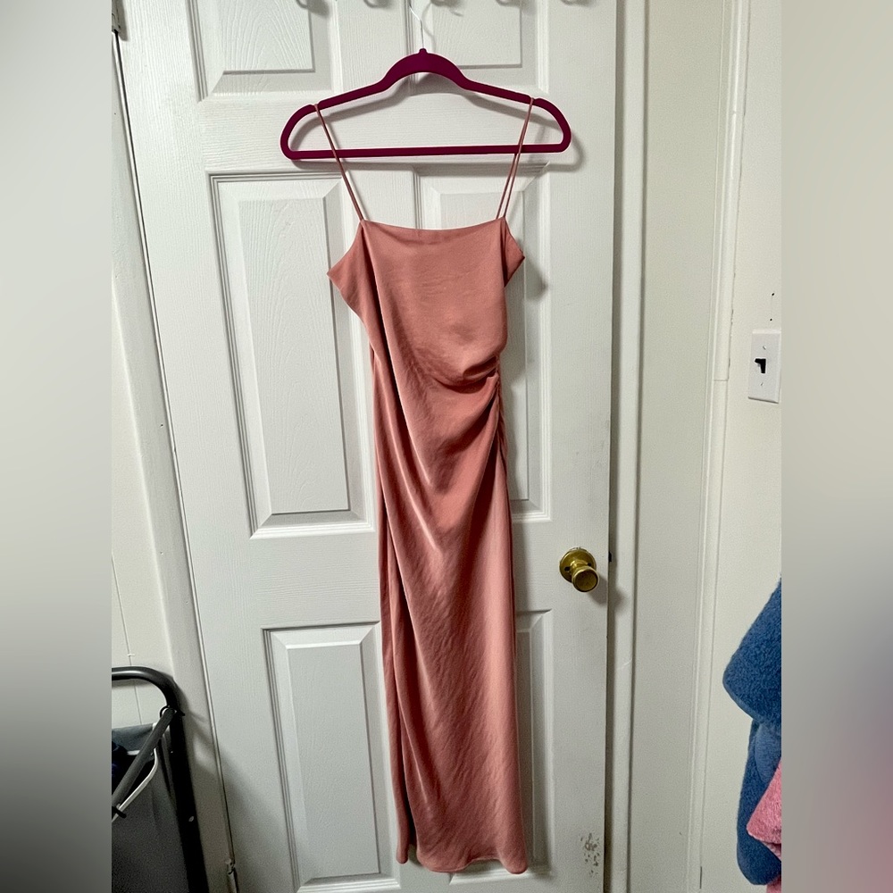 Pink Zara Silk Midi Dress